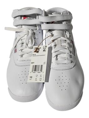 Reebok White High-Top Sneakers with Red Accent